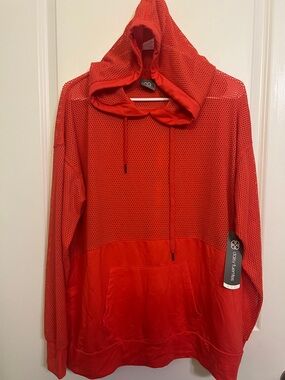 Daisy Fuentes Red Mesh Hoodie Sweatshirt